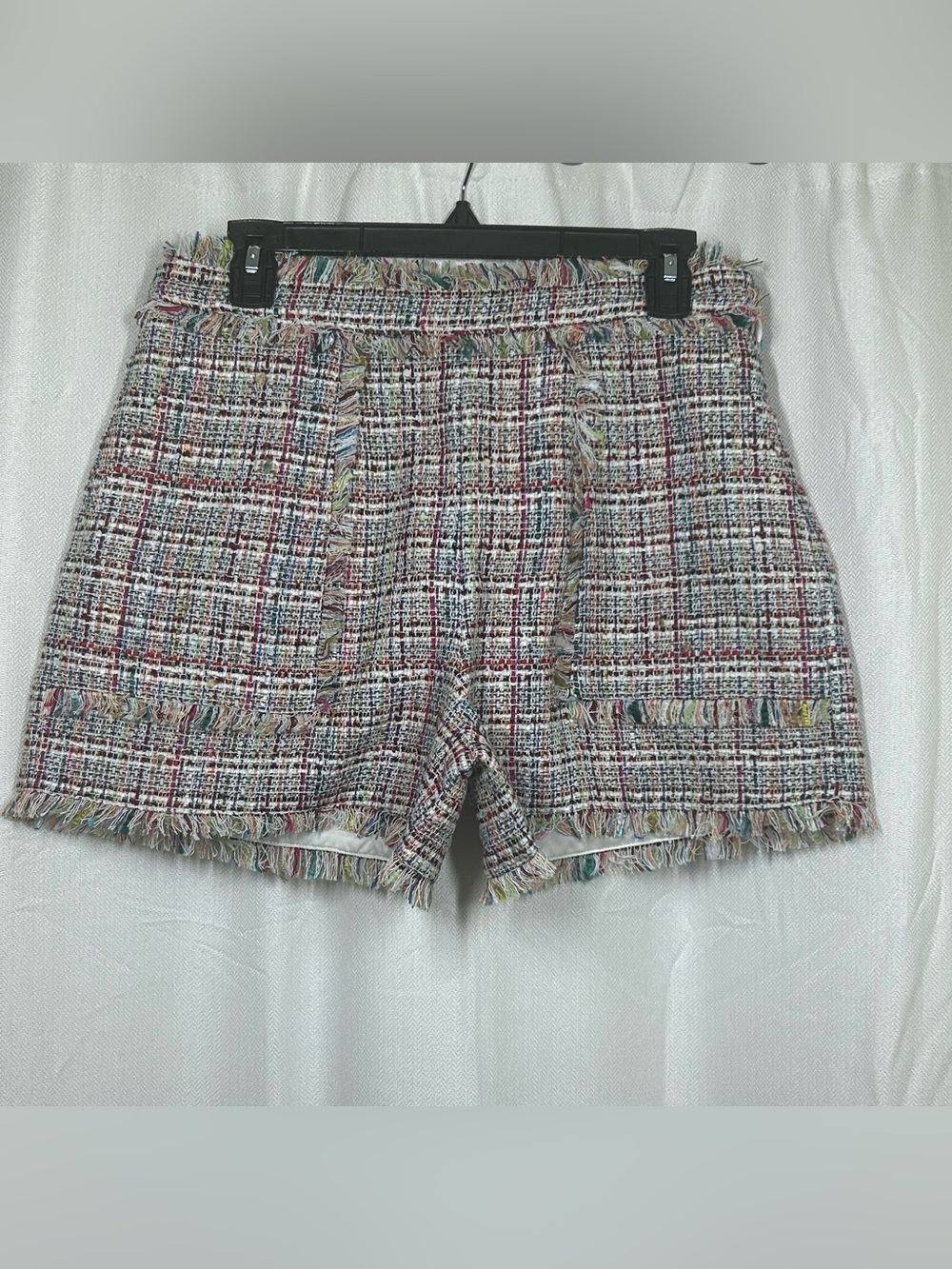 Cinq A Sept Allen Wildflower Fringe Trim Tweed Shorts New Size 10 NWT